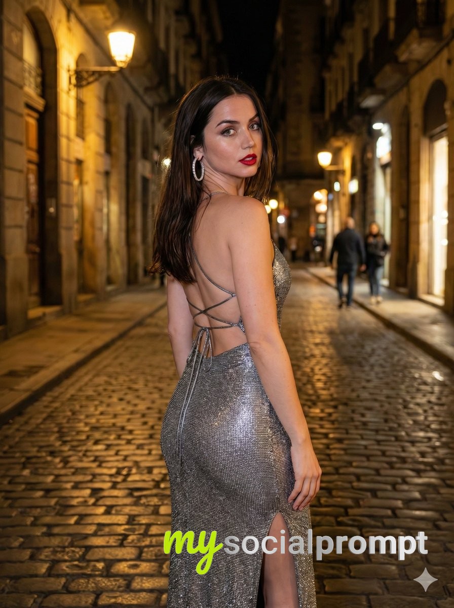 nanobanana prompt: Cinematic Fashion Portrait with Hyper-realistic Ana de Armas 2