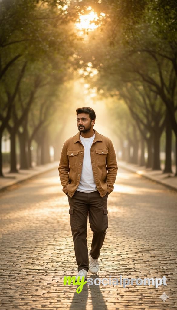 nanobanana prompt: Cinematic Golden-Hour Street Portrait with Backlighting 3
