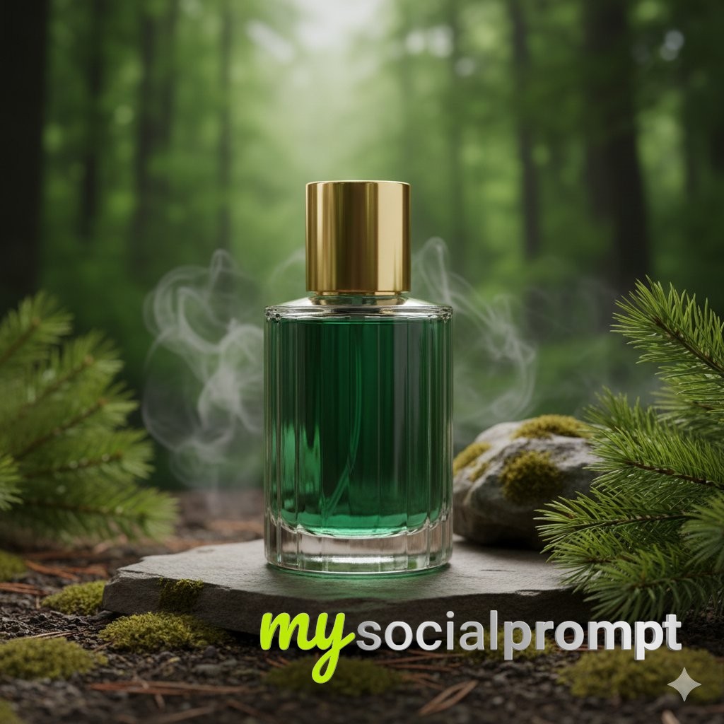 nanobanana prompt: Cinematic Perfume Photography with Hyper-realistic Forest & Aquatic Styling 4