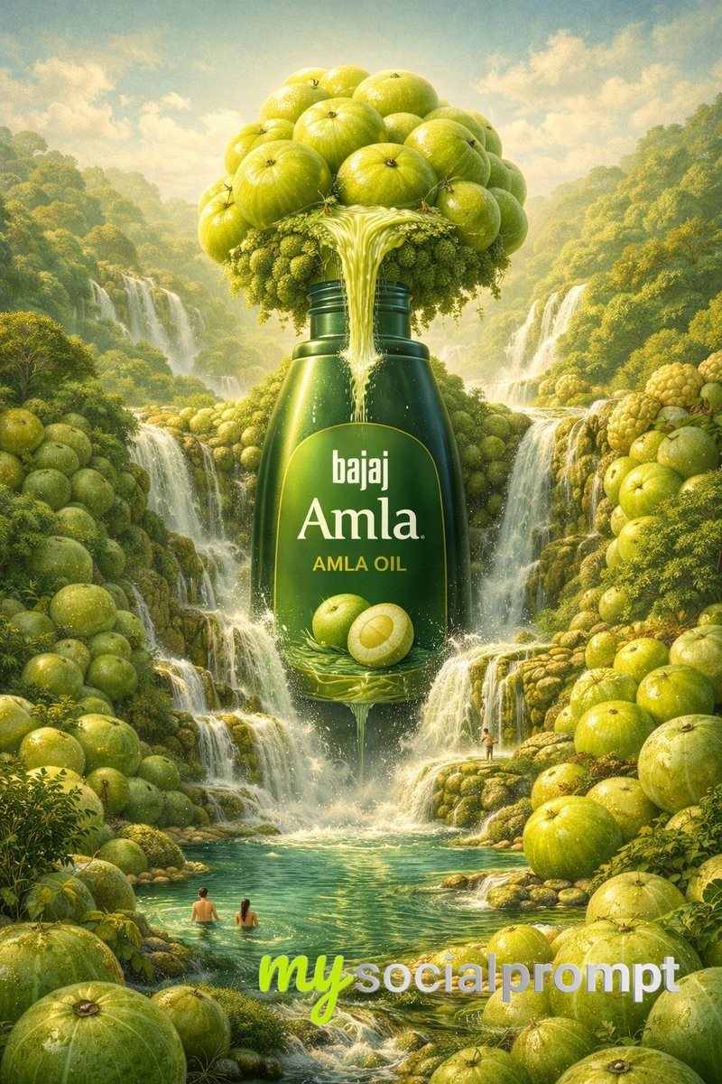 nanobanana prompt: Surreal Commercial Illustration with Cinematic Lighting & Hyper-realism 2