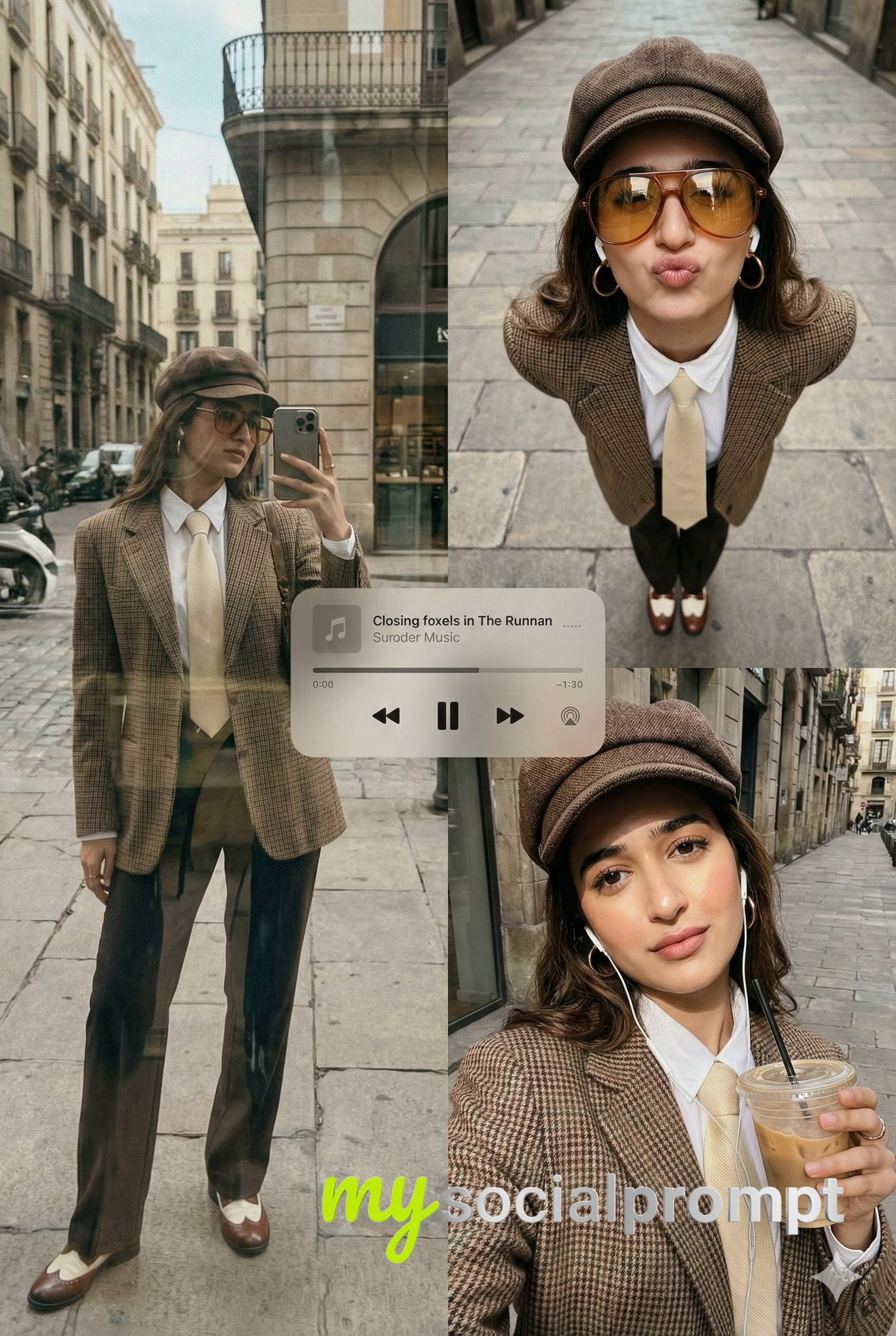 nanobanana prompt: Urban Fashion Collage with Cinematic Lighting & Minimalist Composition