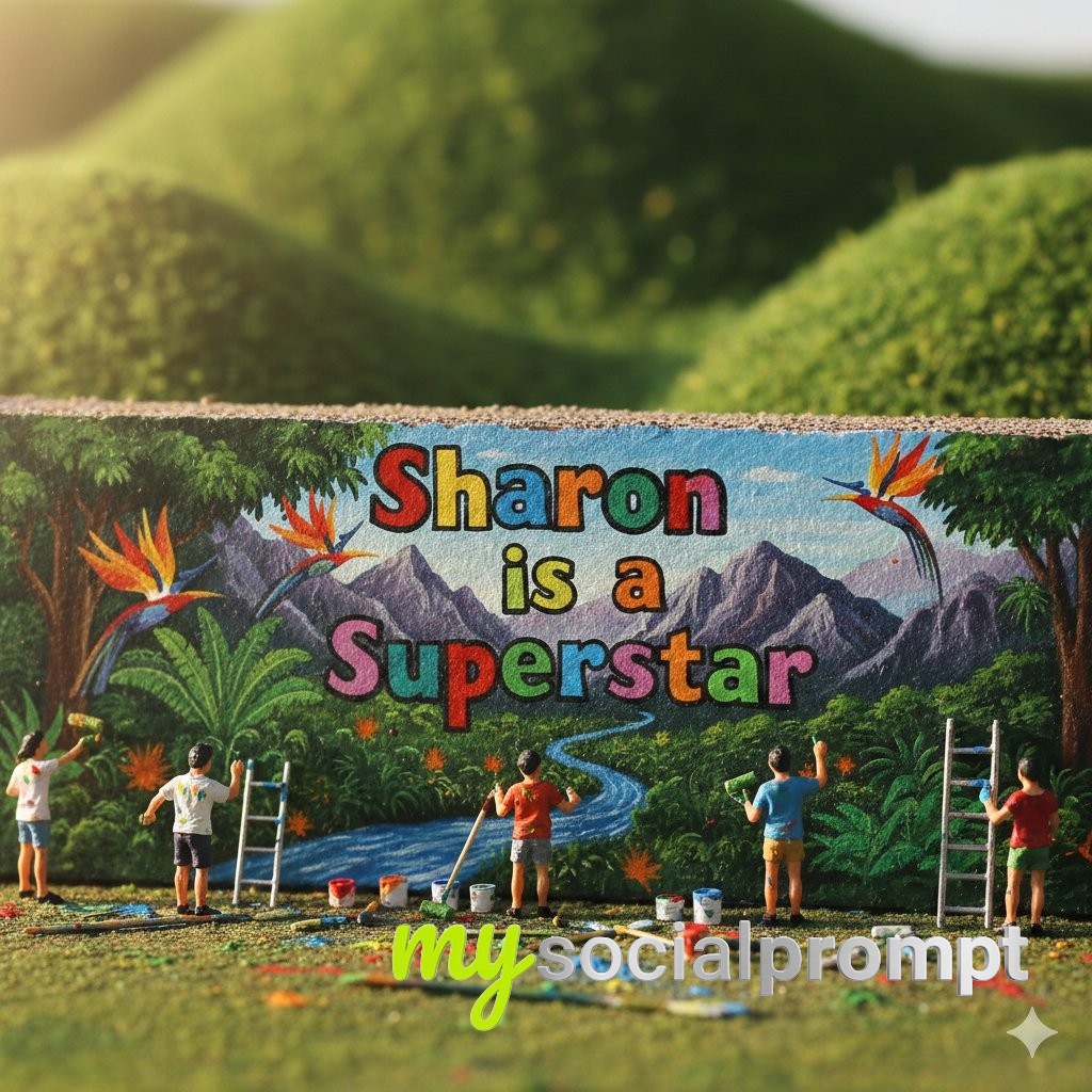 nanobanana prompt: Miniature Diorama with Youthful Figurines Painting Environmental Mural 4