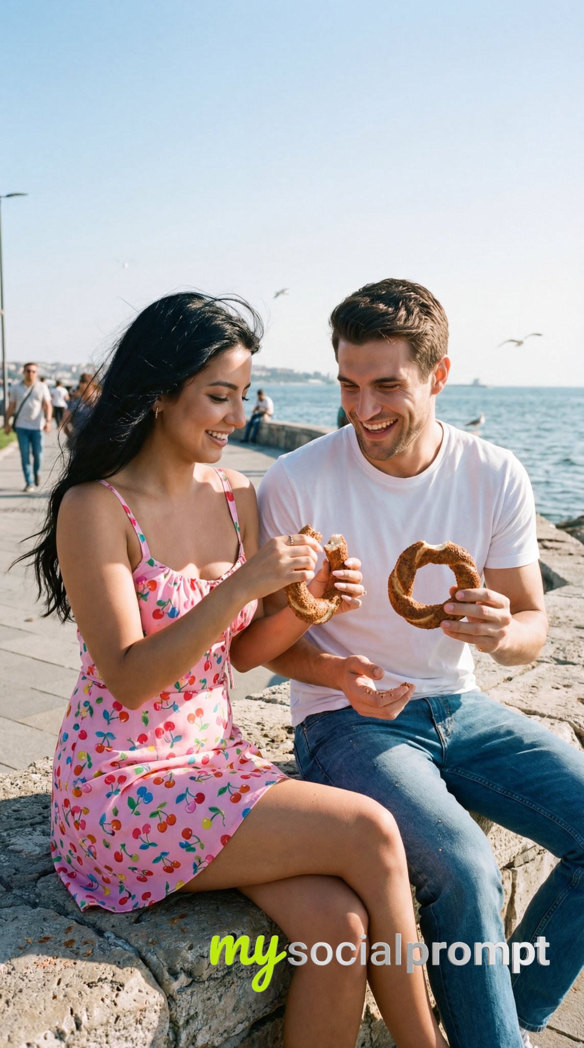 nanobanana prompt: Photoreal Candid Street Romance with Cinematic Lighting