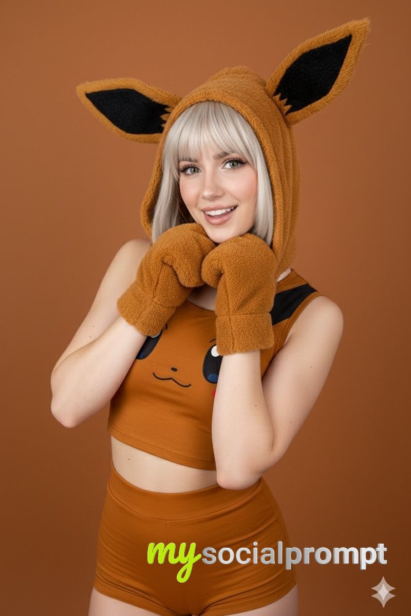nanobanana prompt: Photorealistic Eevee Cosplay Portrait with Cinematic Studio Lighting 2