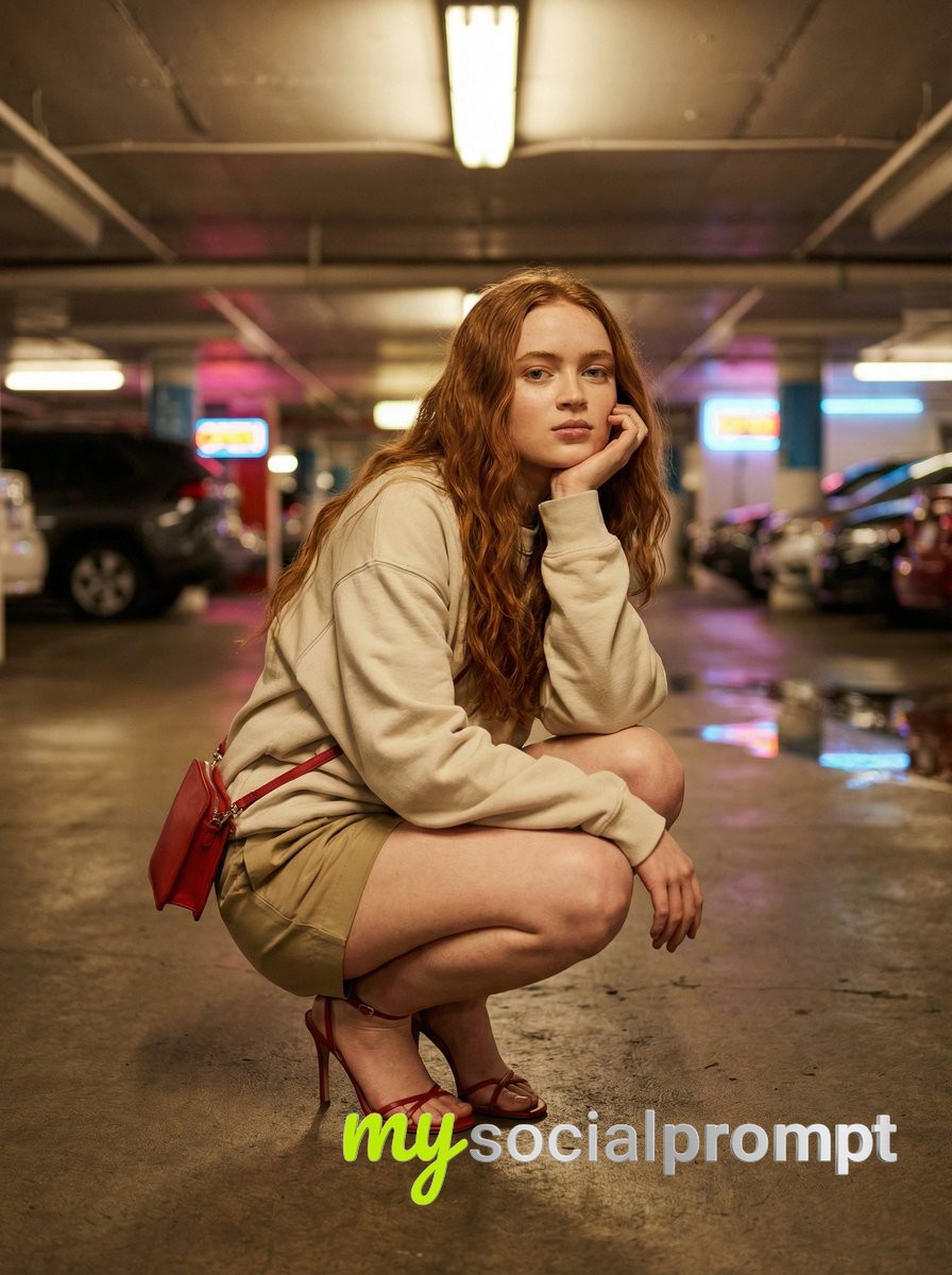 nanobanana prompt: Sydney Sweeney Urban Editorial with Cinematic Lighting 3