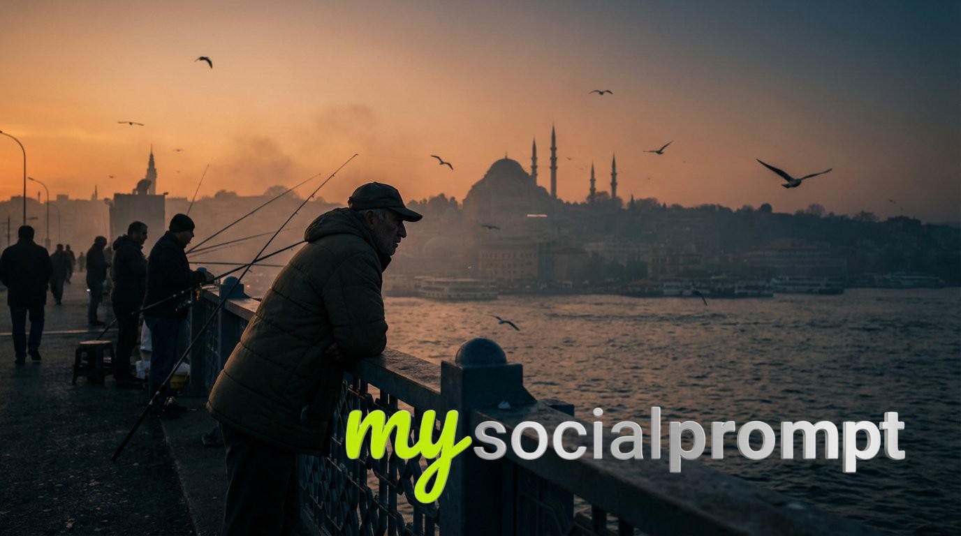 nanobanana prompt: Cinematic Silhouette of Istanbul Fishermen at Sunset 2
