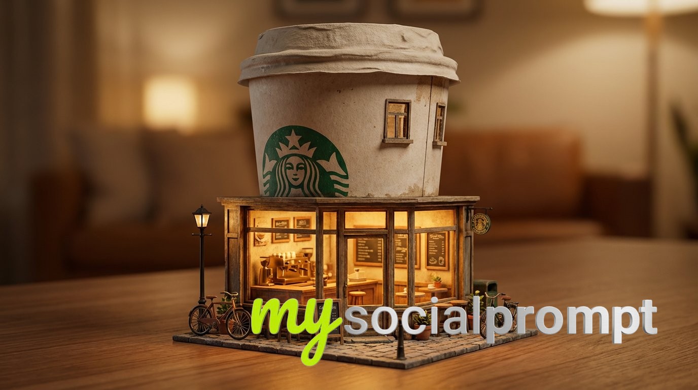 nanobanana prompt: Surreal Miniature Café with Cinematic Lighting & Hyperrealism 3