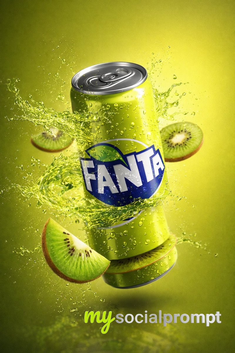 nanobanana prompt: Hyper-realistic Beverage Can with Dynamic Liquid Splash 4