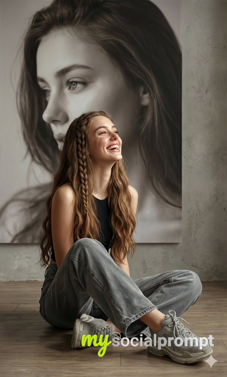 nanobanana prompt: Hyperrealistic Portrait with Monochrome Profile Background