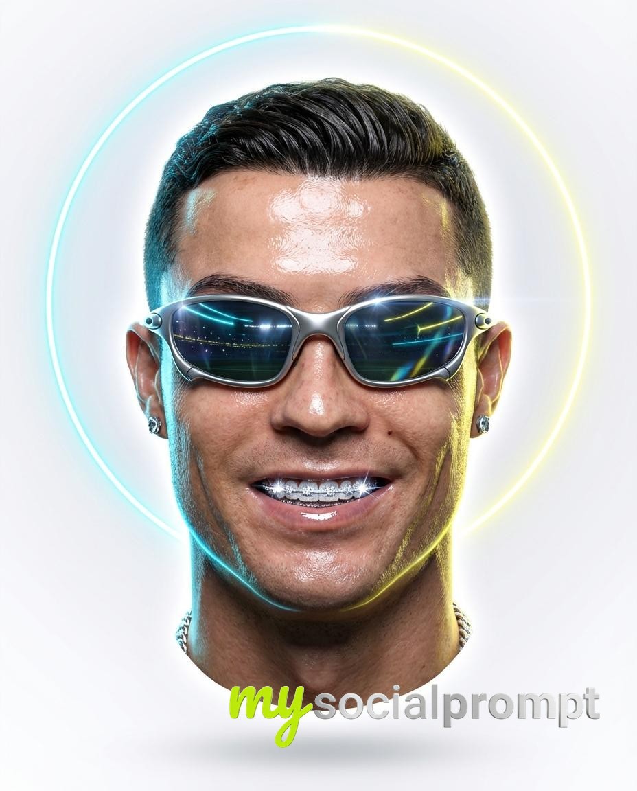 nanobanana prompt: Hyper-stylized 3D floating portrait with neon halo and cinematic lighting 2