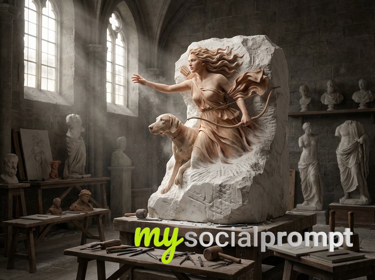 nanobanana prompt: Renaissance Sculpture Awakening in Cinematic Pygmalion Scene 4