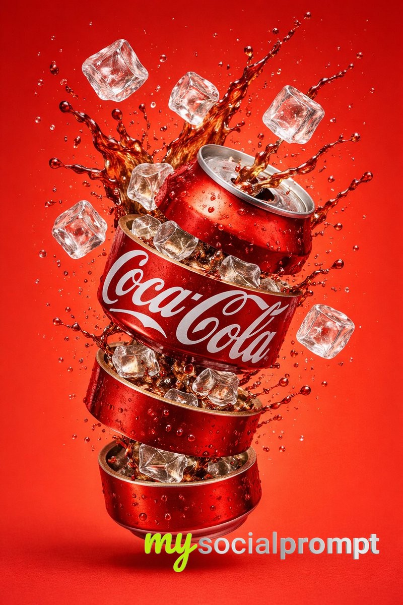 nanobanana prompt: Hyper-realistic Beverage Can with Dynamic Liquid Splash