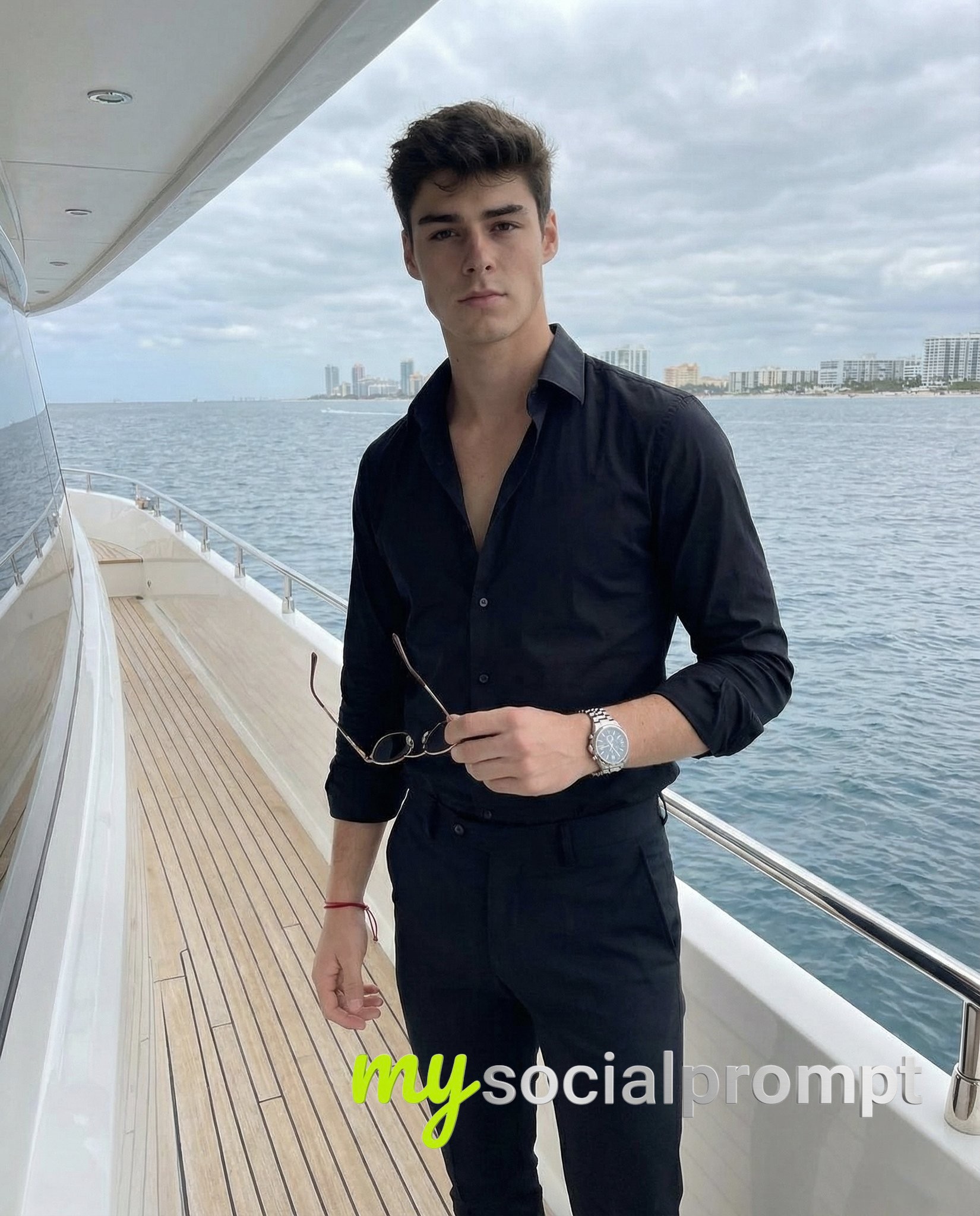 nanobanana prompt: Modern Lifestyle Portrait with Seascape Composition