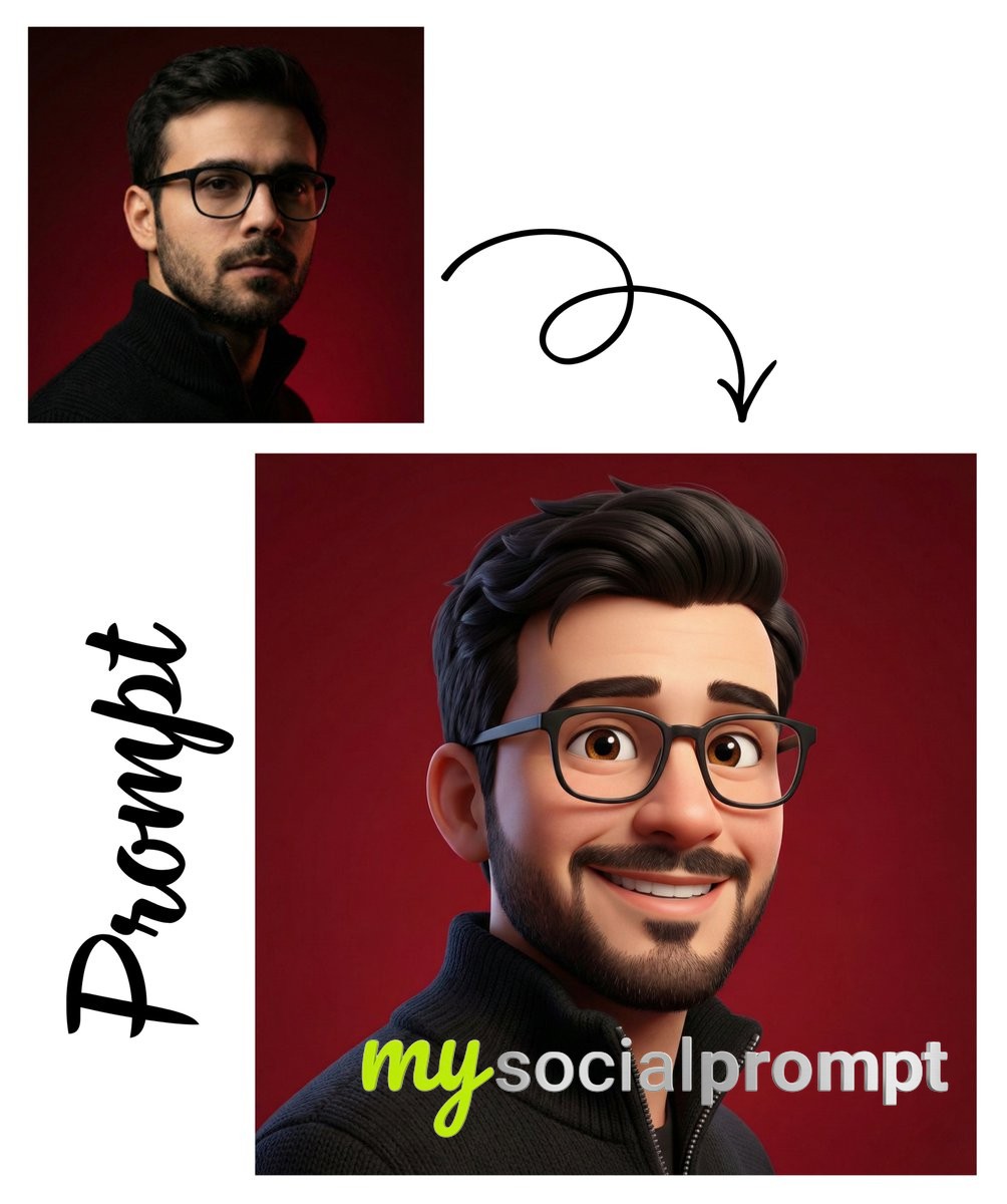 nanobanana prompt: Pixar-Style 3D Avatar with Cheerful Expression & Soft Lighting