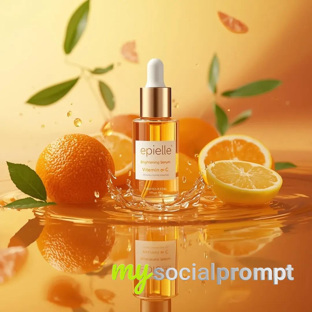 nanobanana prompt: Cinematic Skincare Product Photography with Golden Serum and Citrus