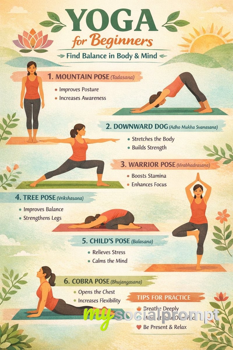 nanobanana prompt: Yoga Infographic with Indian Practitioner & Typographic Harmony 2