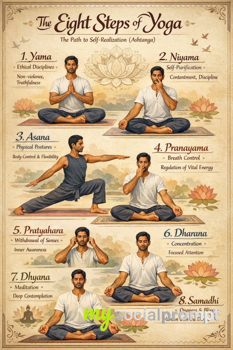 nanobanana prompt: Yoga Infographic with Indian Practitioner & Typographic Harmony
