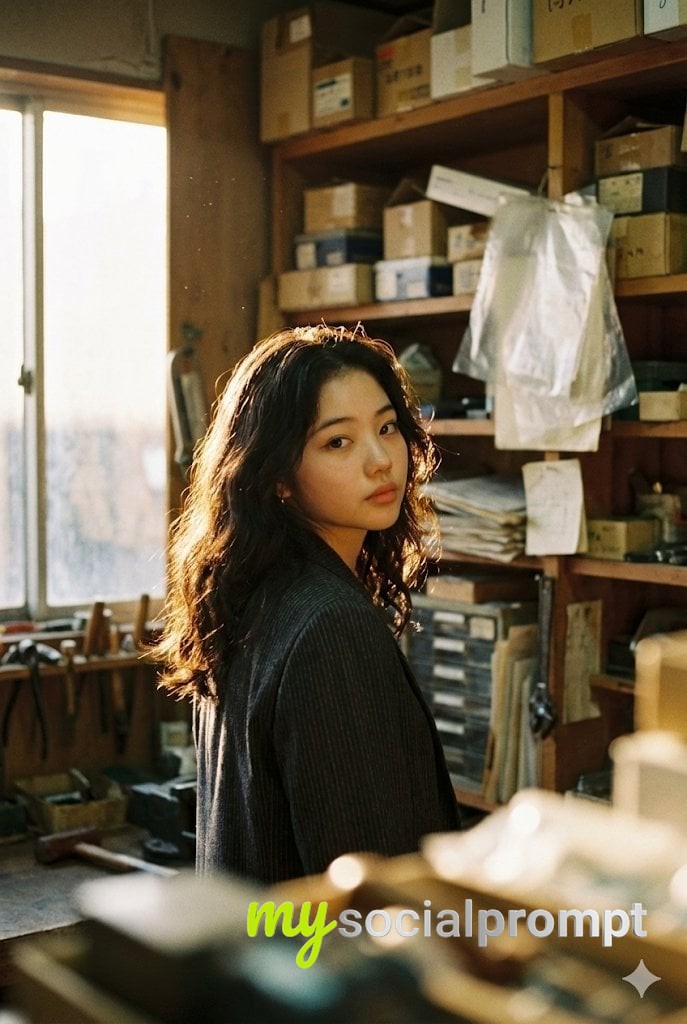 nanobanana prompt: Ethereal East Asian Woman in Golden Light - AI Prompt Artwork