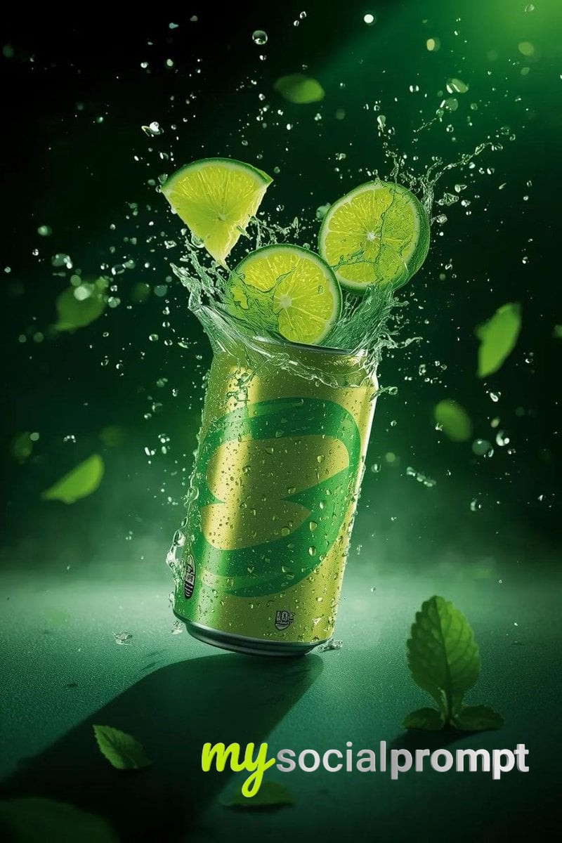 nanobanana prompt: Hyper-Realistic Lime Soda Splash with Cinematic Lighting - AI Prompt Image 3