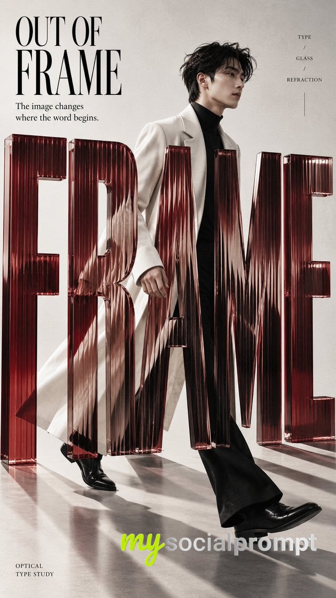 nanobanana prompt: High-Fashion Editorial Portrait with Slit-Scan Distortion and Minimalist Palette image 3
