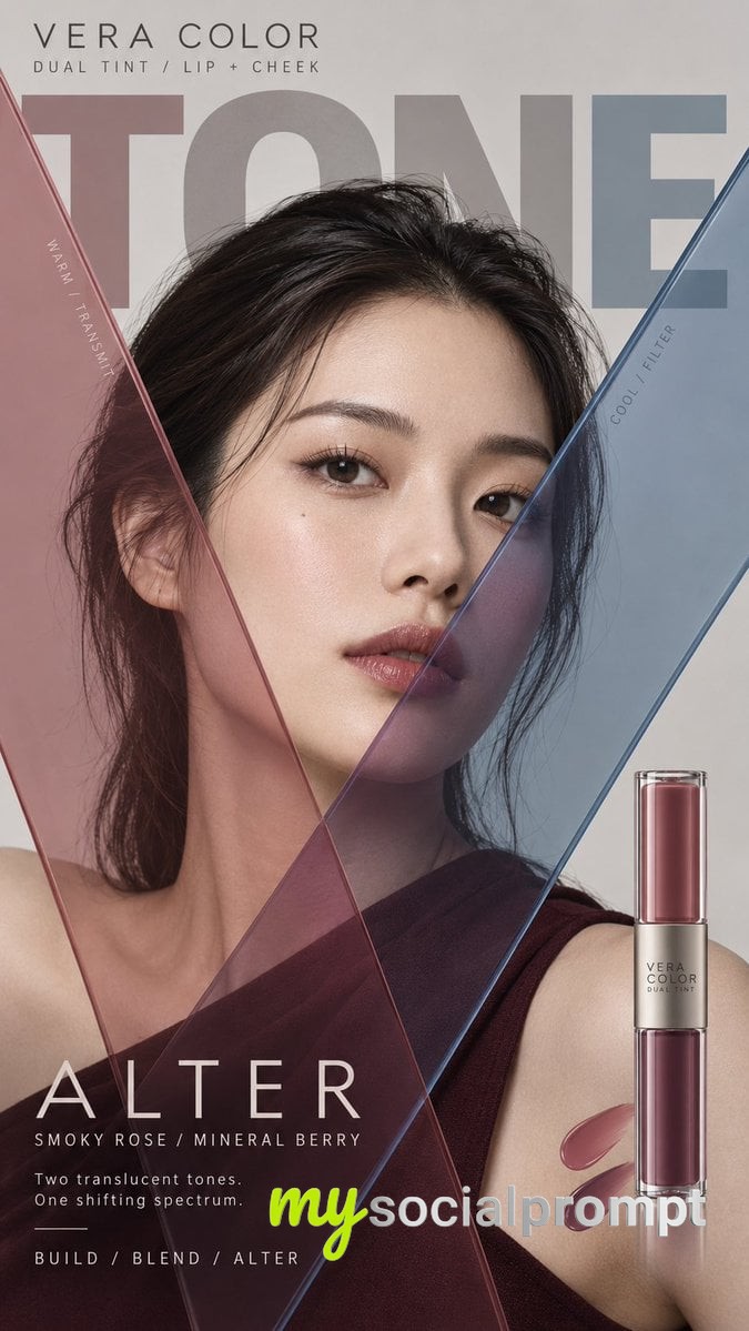 nanobanana prompt: High-Fashion Editorial Portrait with Geometric Optical Glass and Bold Typography image 3