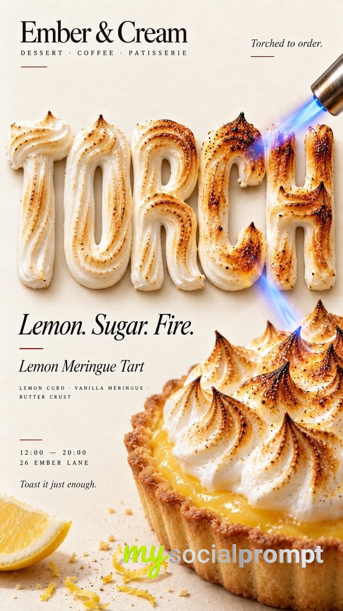 nanobanana prompt: Hyper-Realistic Food Typography Poster with Cream Background and Accent Color image 2