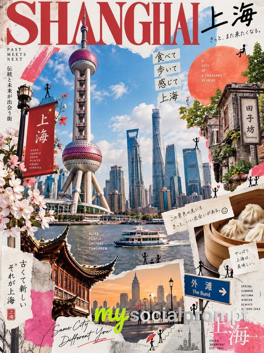 nanobanana prompt: Contemporary Japanese Zine Collage Poster of Tokyo image 3