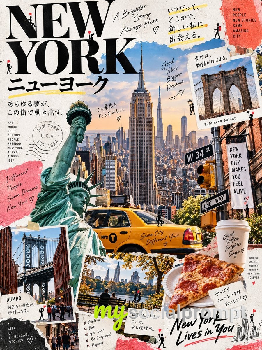 nanobanana prompt: Contemporary Japanese Zine Collage Poster of Tokyo image 4