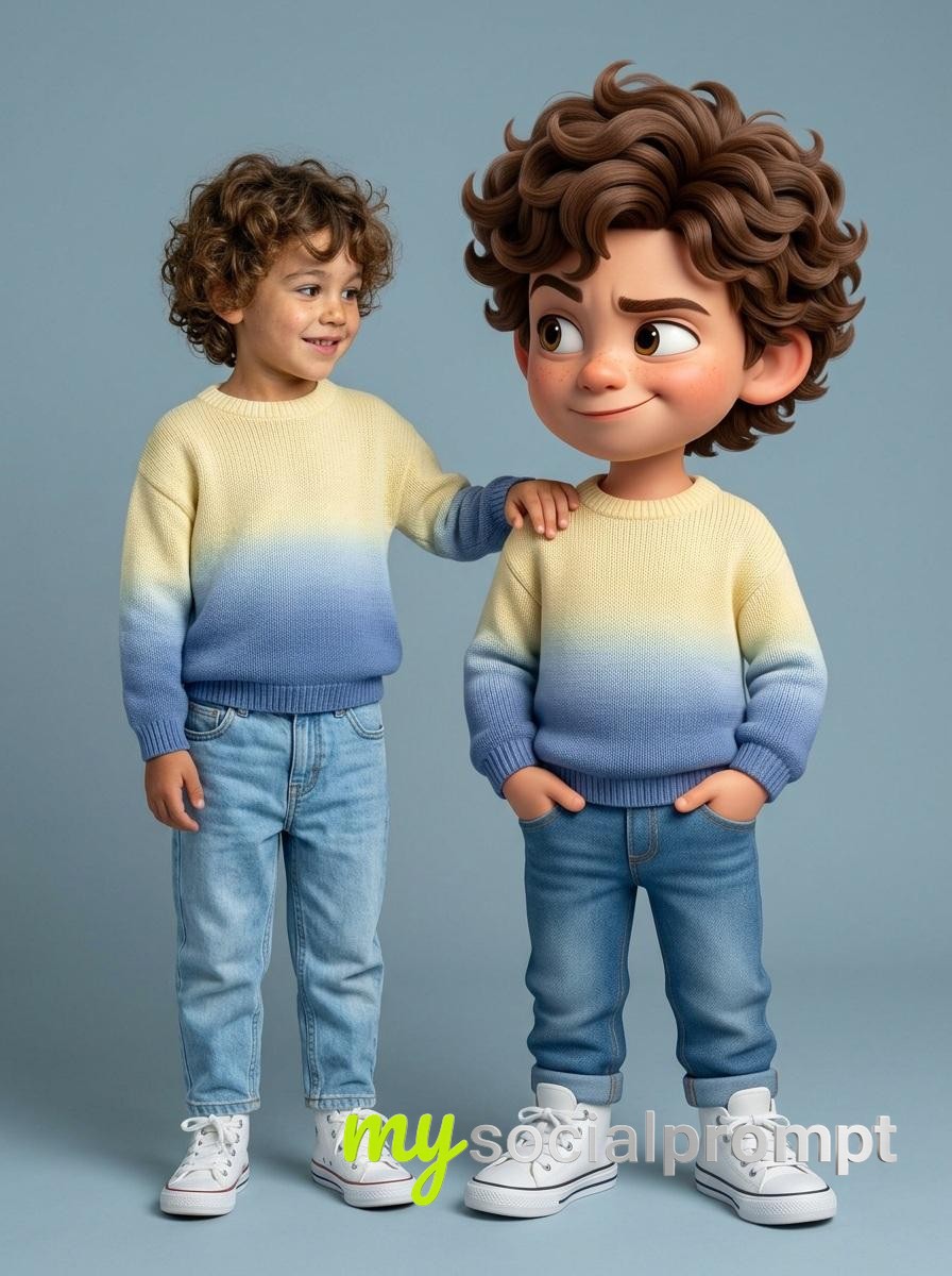 nanobanana prompt: Hyper-realistic 3D Pixar Duo Portrait with Cinematic Studio Lighting