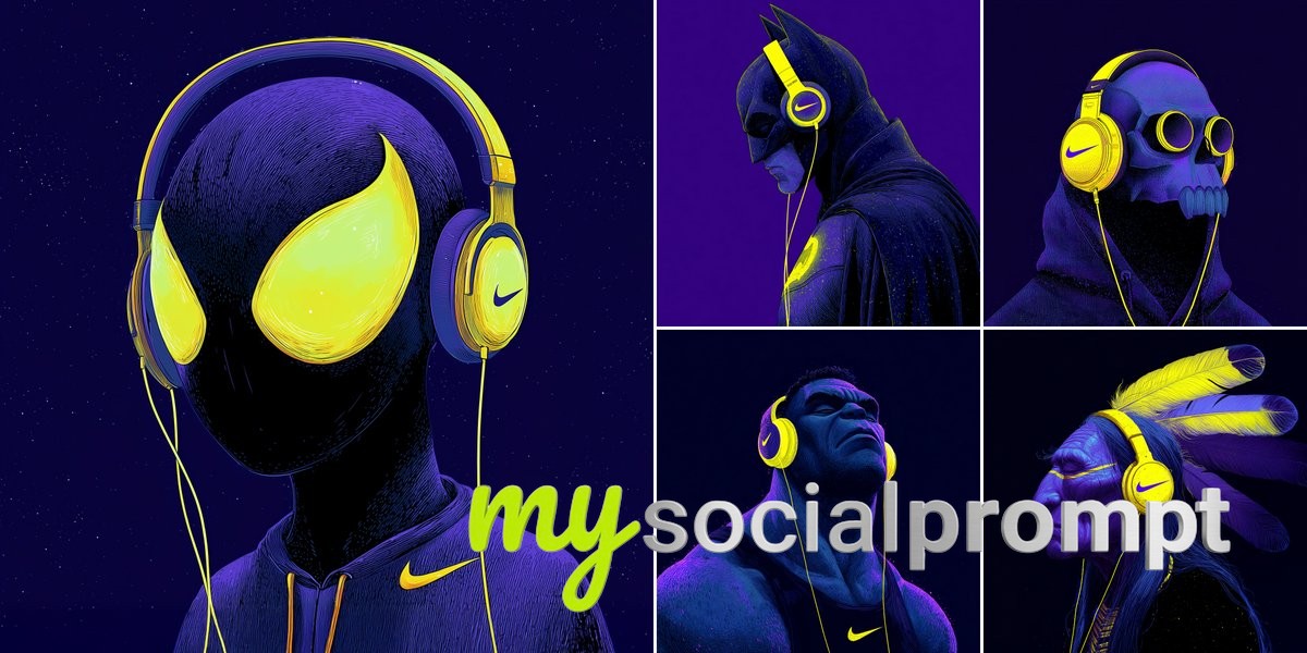 nanobanana prompt: The Hulk wearing Nike headphones
