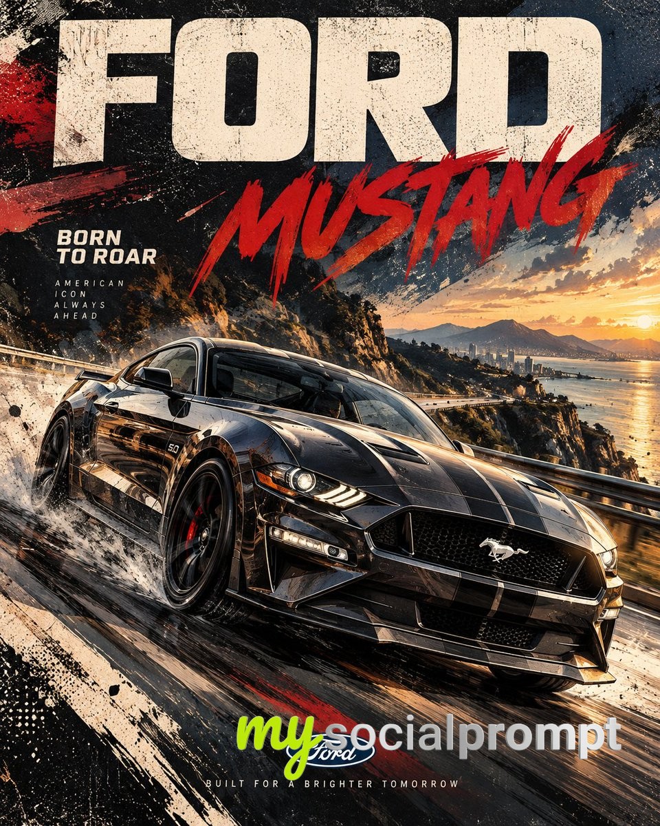 Automotive Editorial Poster: Aggressive Low-Angle Speed in Mixed Media