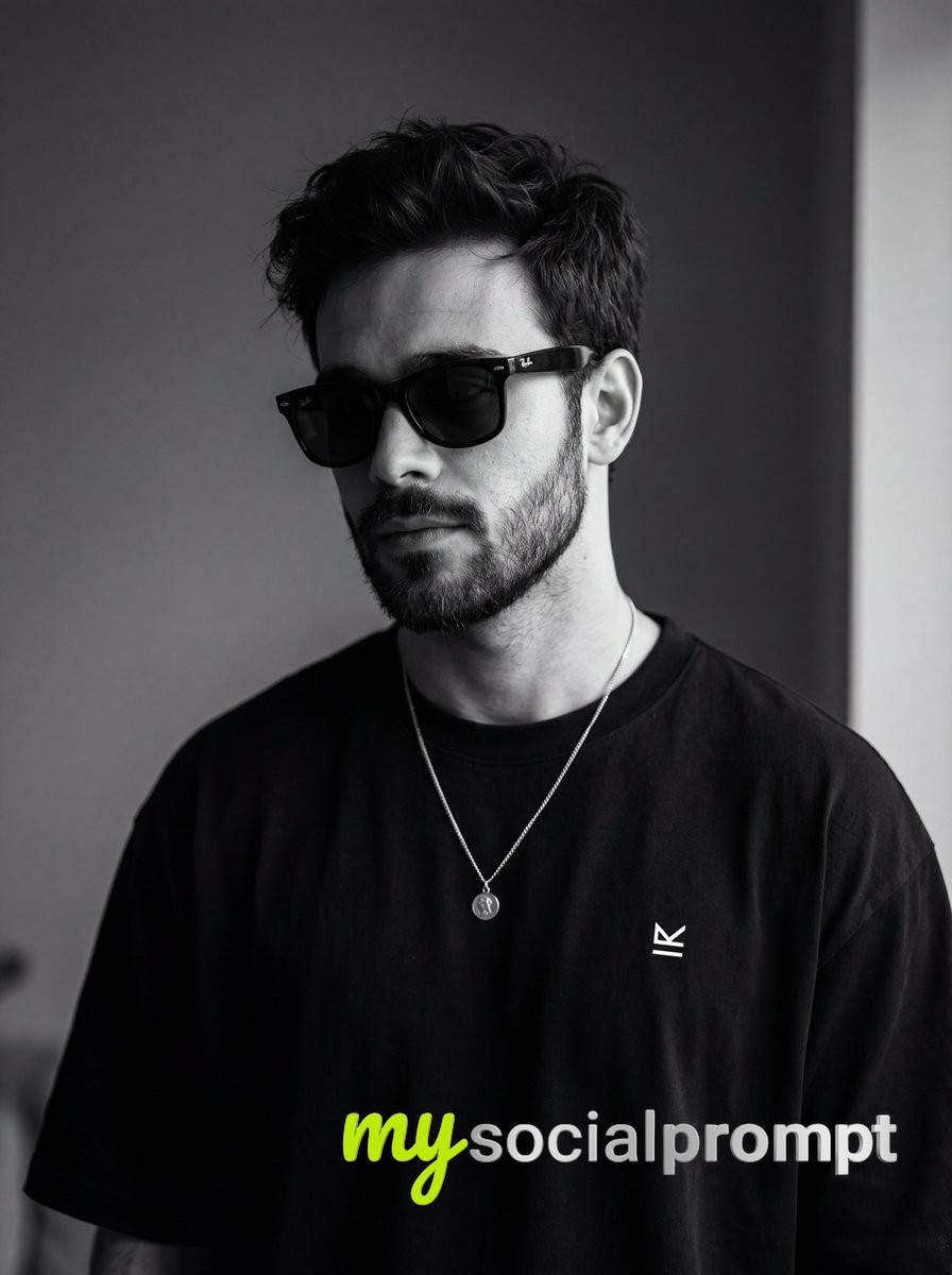 Monochrome Elegance: Cinematic Portrait of Modern Streetwear