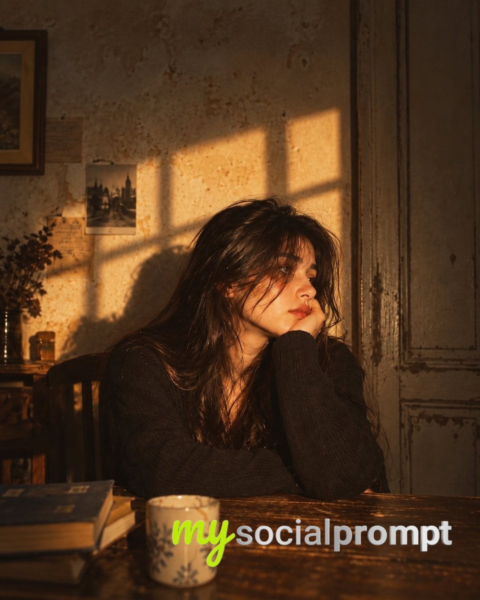 Golden-Hour Portraiture: Cinematic Realism in a Rustic Interior with a Young Woman image 2