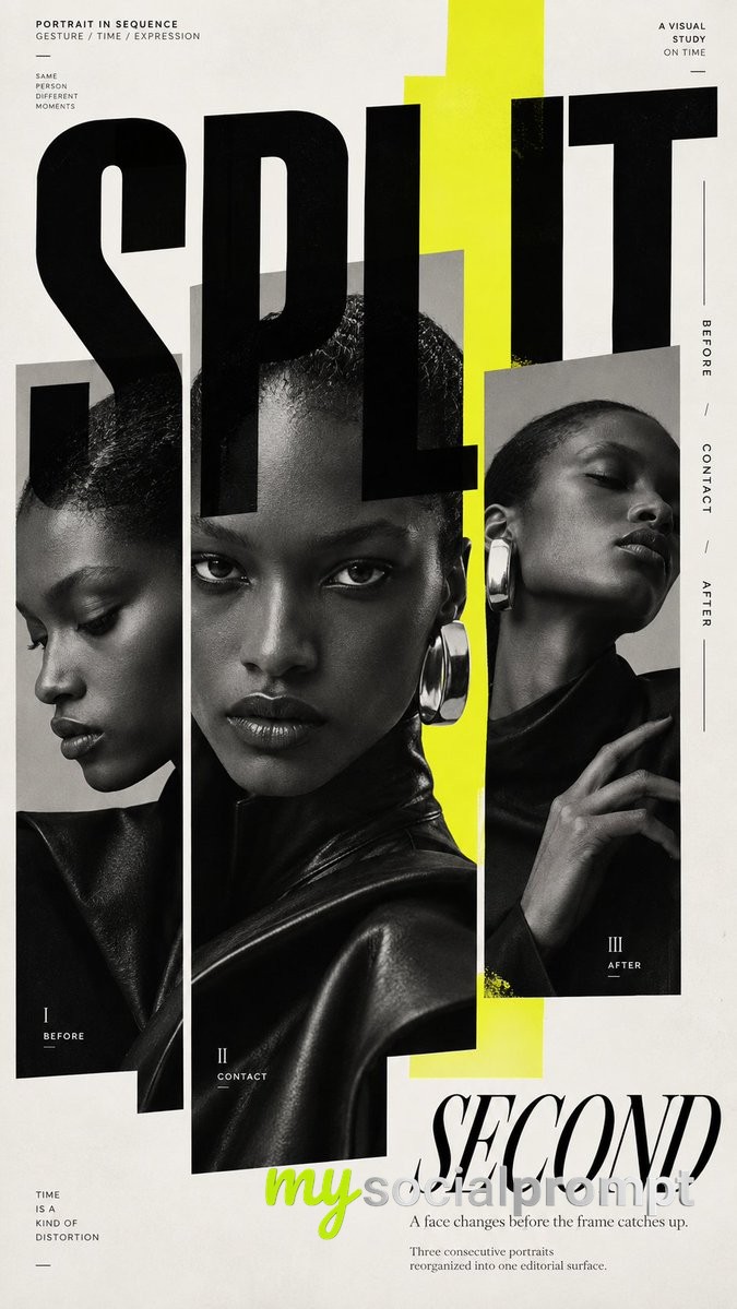 Deconstructed Fashion Editorial Poster with Cobalt Accent and Typographic Masks