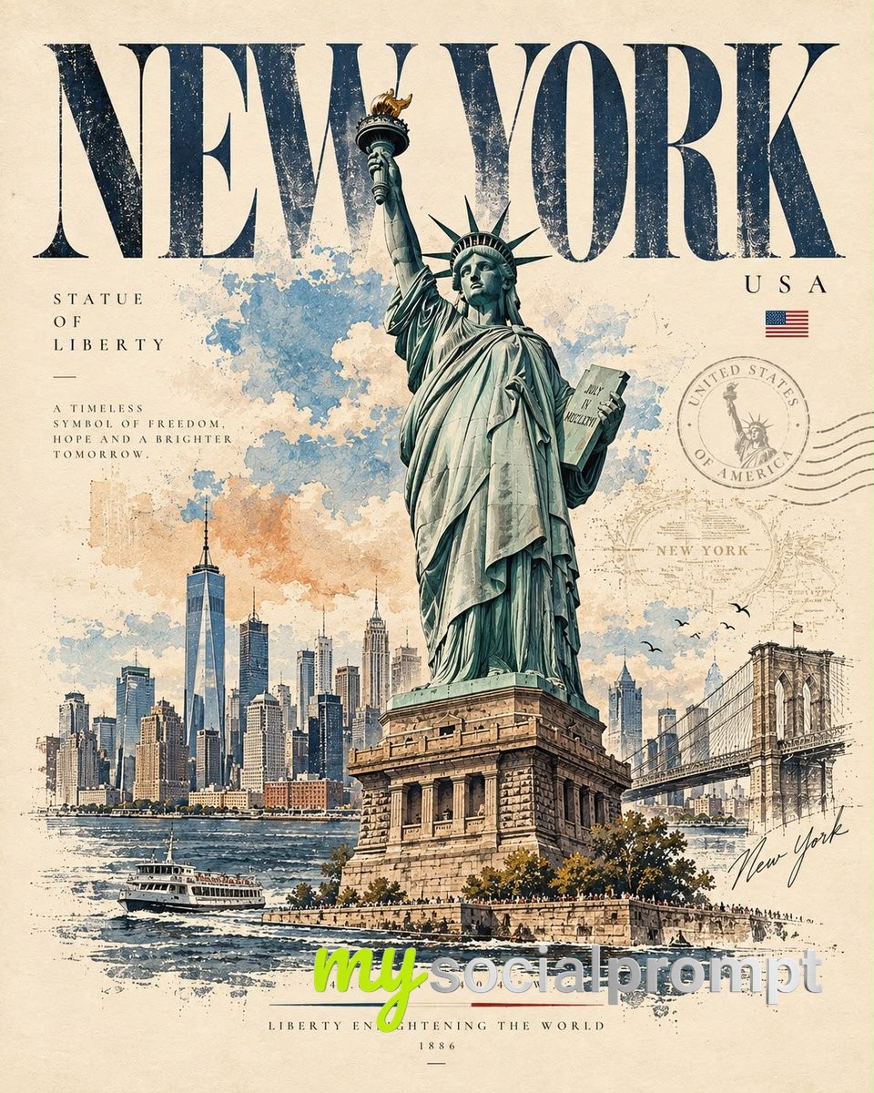 Sophisticated Minimalist Travel Poster: Timeless Ink & Watercolor Illustration