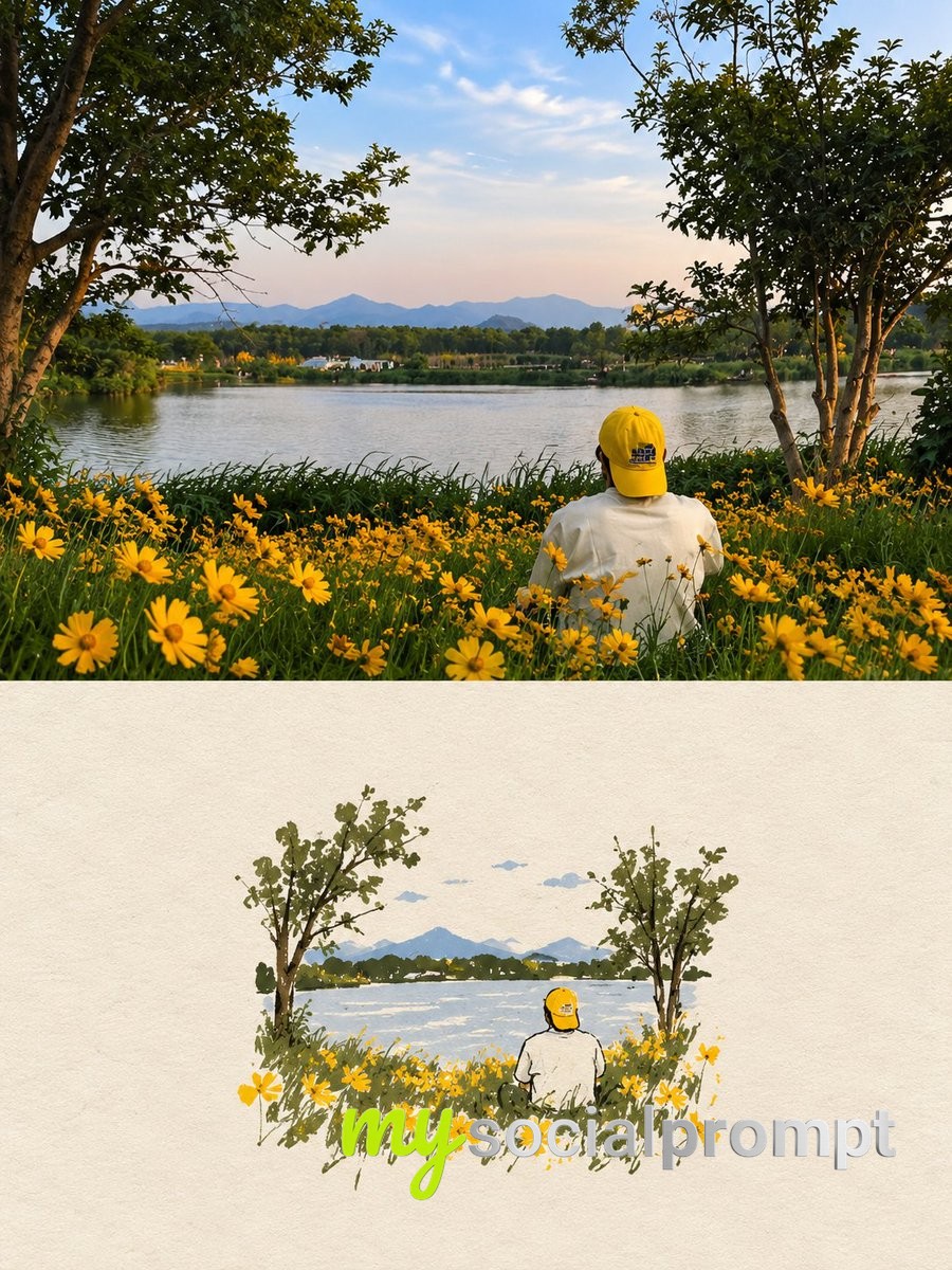 Minimalist Editorial Diptych: Photographic Realism Meets Hand-Drawn Paper Illustration