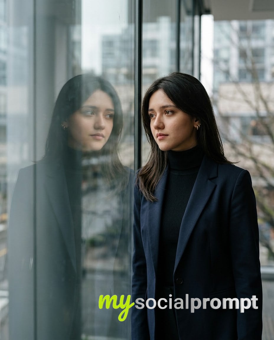 Cinematic Window Light Portrait of a Woman in Black Turtleneck image 2