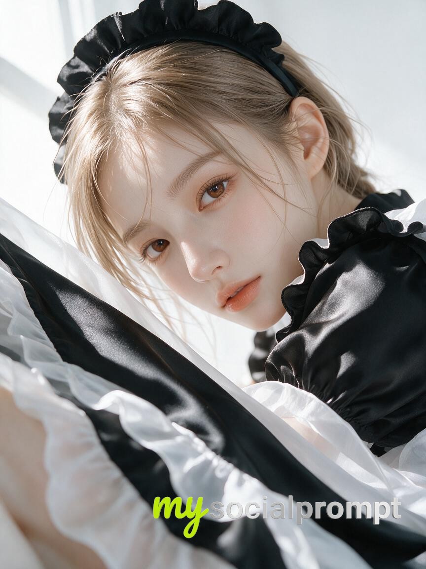 Hyper-Realistic Editorial Portrait: Porcelain Skin and High-Key Window Light