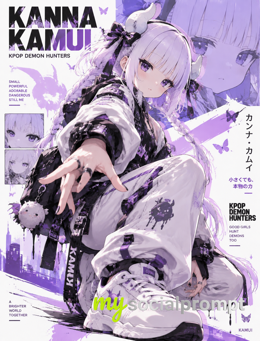 Kanna Kamui Reimagined as a Streetwear Poster Icon in Modern Techwear