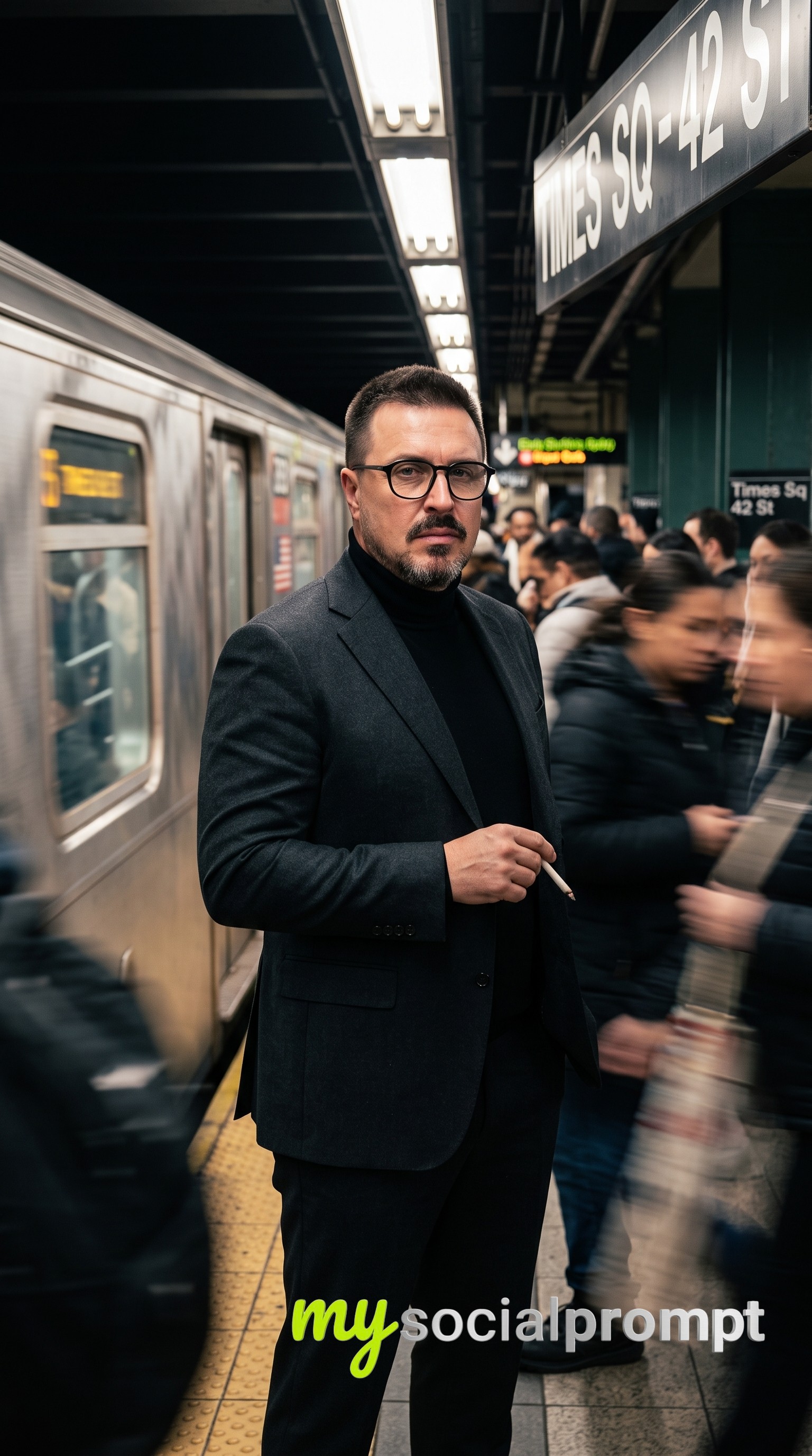 Cinematic Subway Portrait: Sharp Subject in Urban Motion Blur