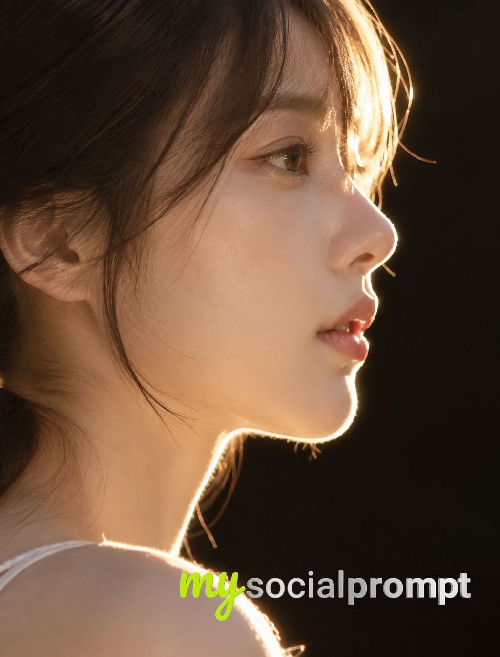Hyper-Realistic Profile Portrait: Golden Backlighting & Ethereal Skin Texture