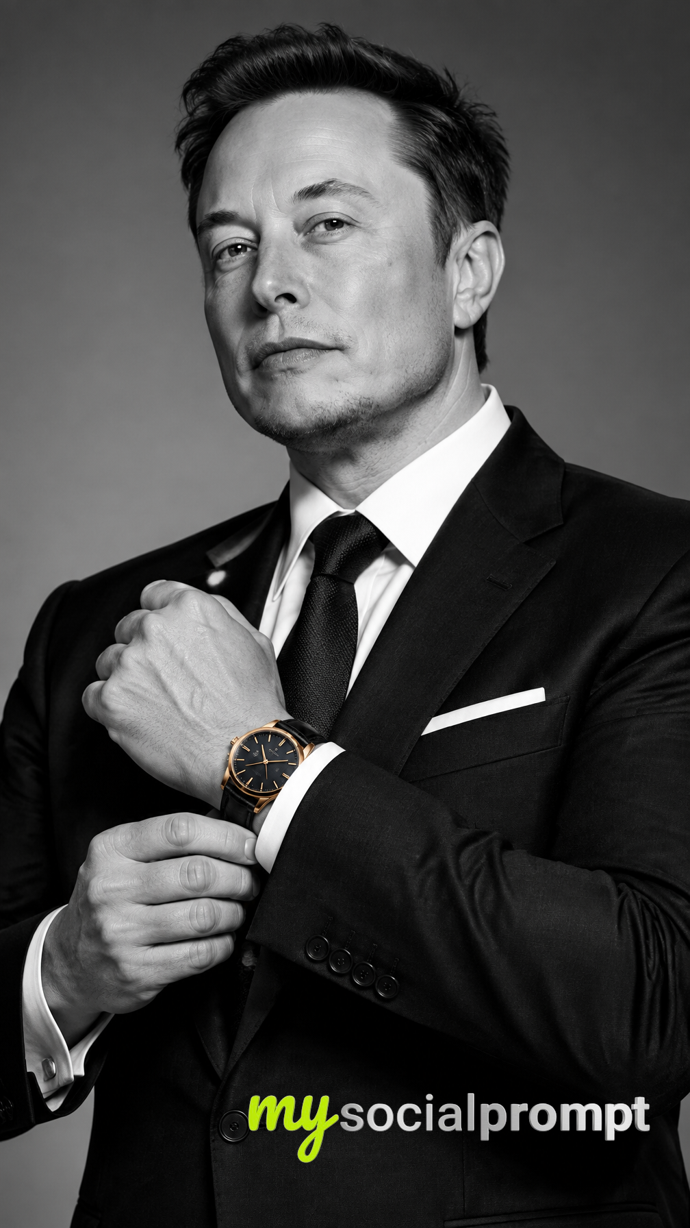 High-Contrast Monochrome Luxury Portrait with Selective Color Watch