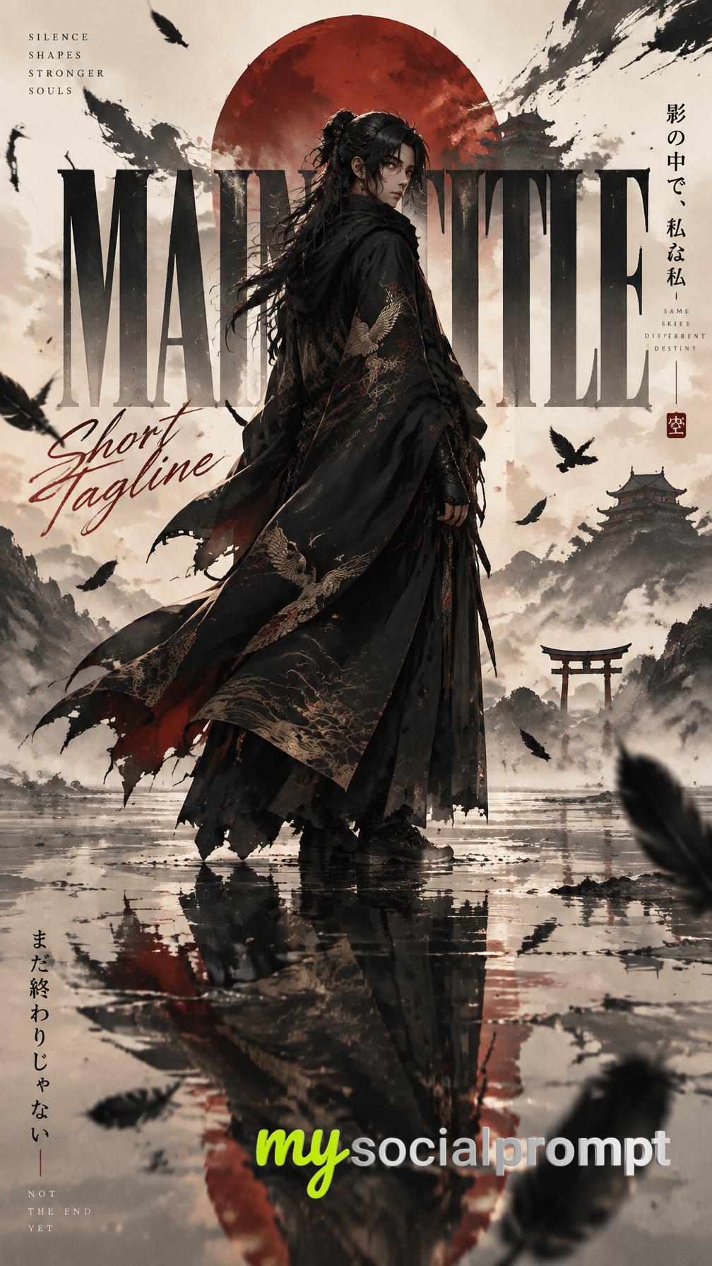 Cinematic Anime Shinobi Poster: Minimalist Editorial Key Art with Ink-Brush Atmosphere