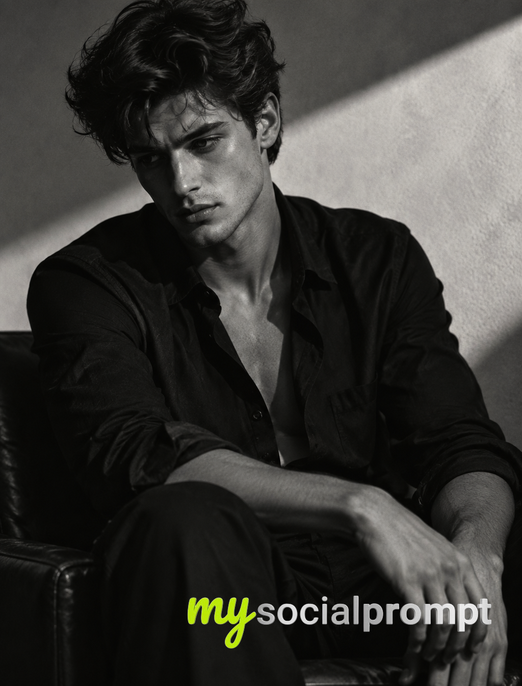 Monochrome Editorial Portrait: Rembrandt Lighting in Minimalist Studio Noir