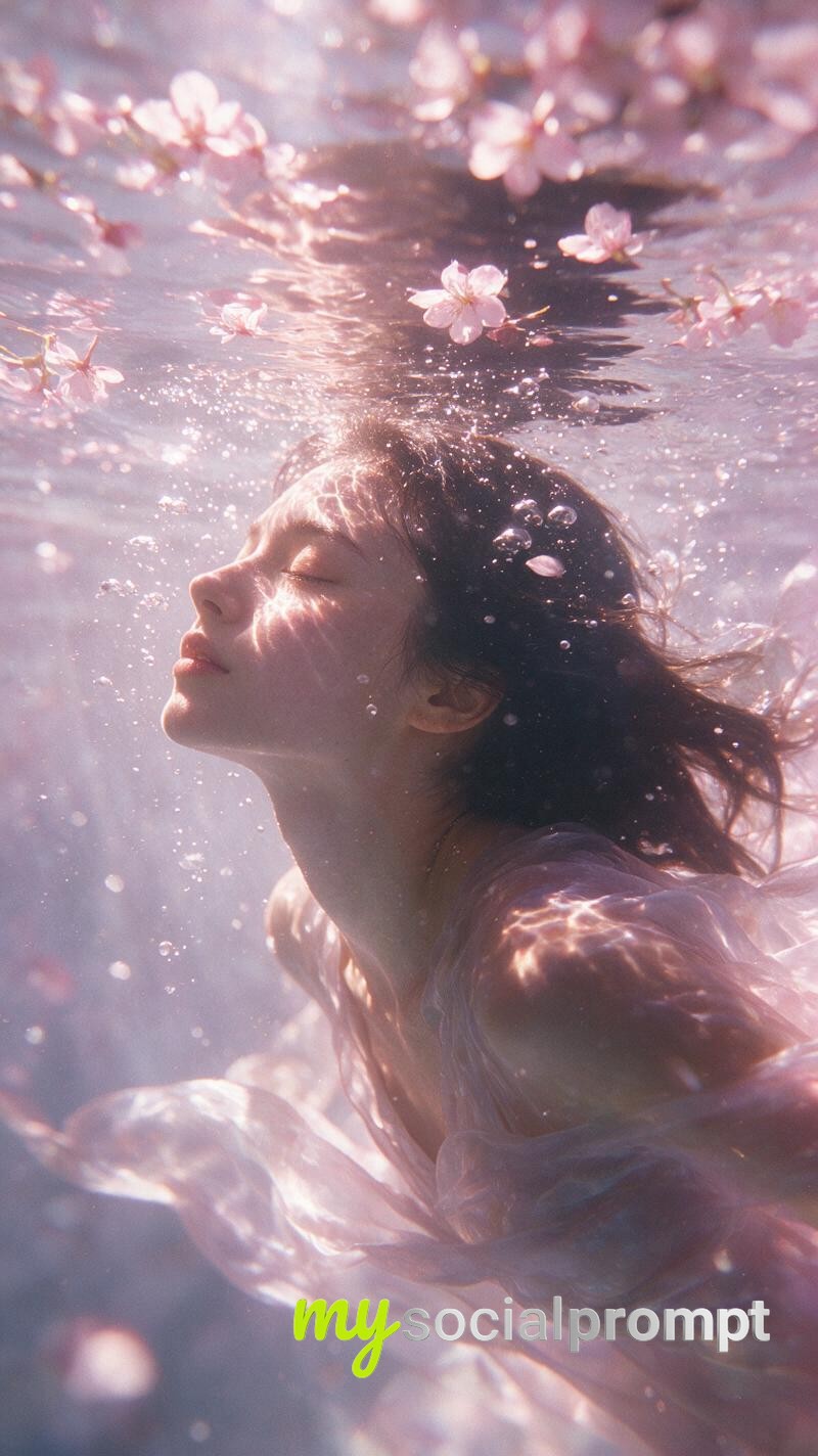 Ethereal Underwater Portrait: Cinematic Fine-Art Photography with Cherry Blossoms