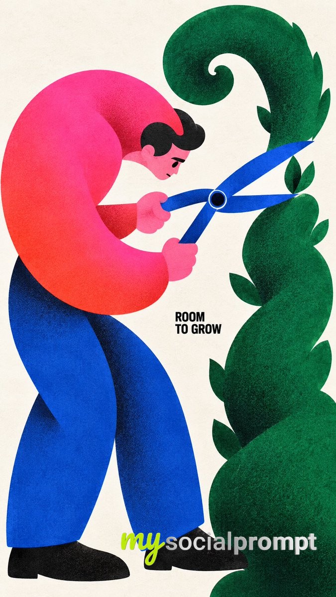 Minimalist Geometric Editorial Poster: Gardener with Oversized Shears in Emerald Topiary image 3