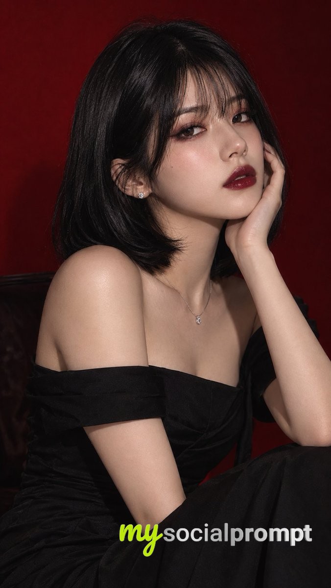 Crimson Studio Beauty Portrait: Burgundy Makeup & Couture Elegance image 2