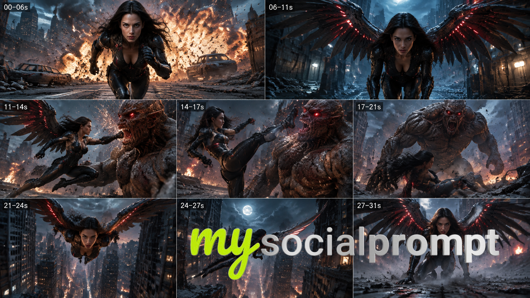 Cinematic Superhero vs. Colossal Creature: Hyper-Realistic Night Battle