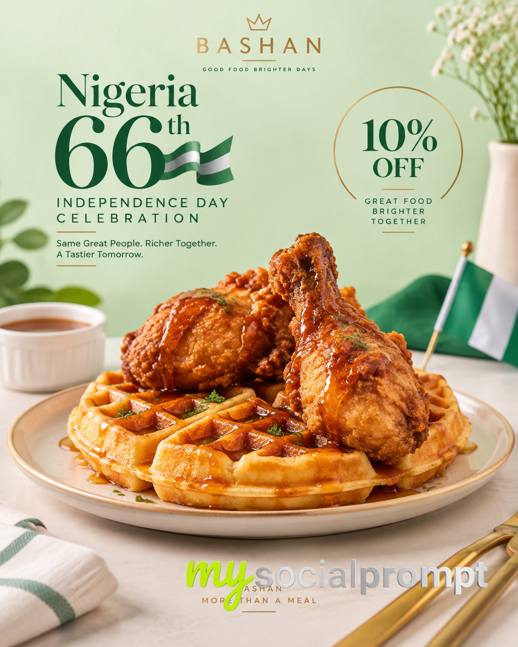 Premium Bashan Chicken Waffles: Pastel Studio Independence Day Ad