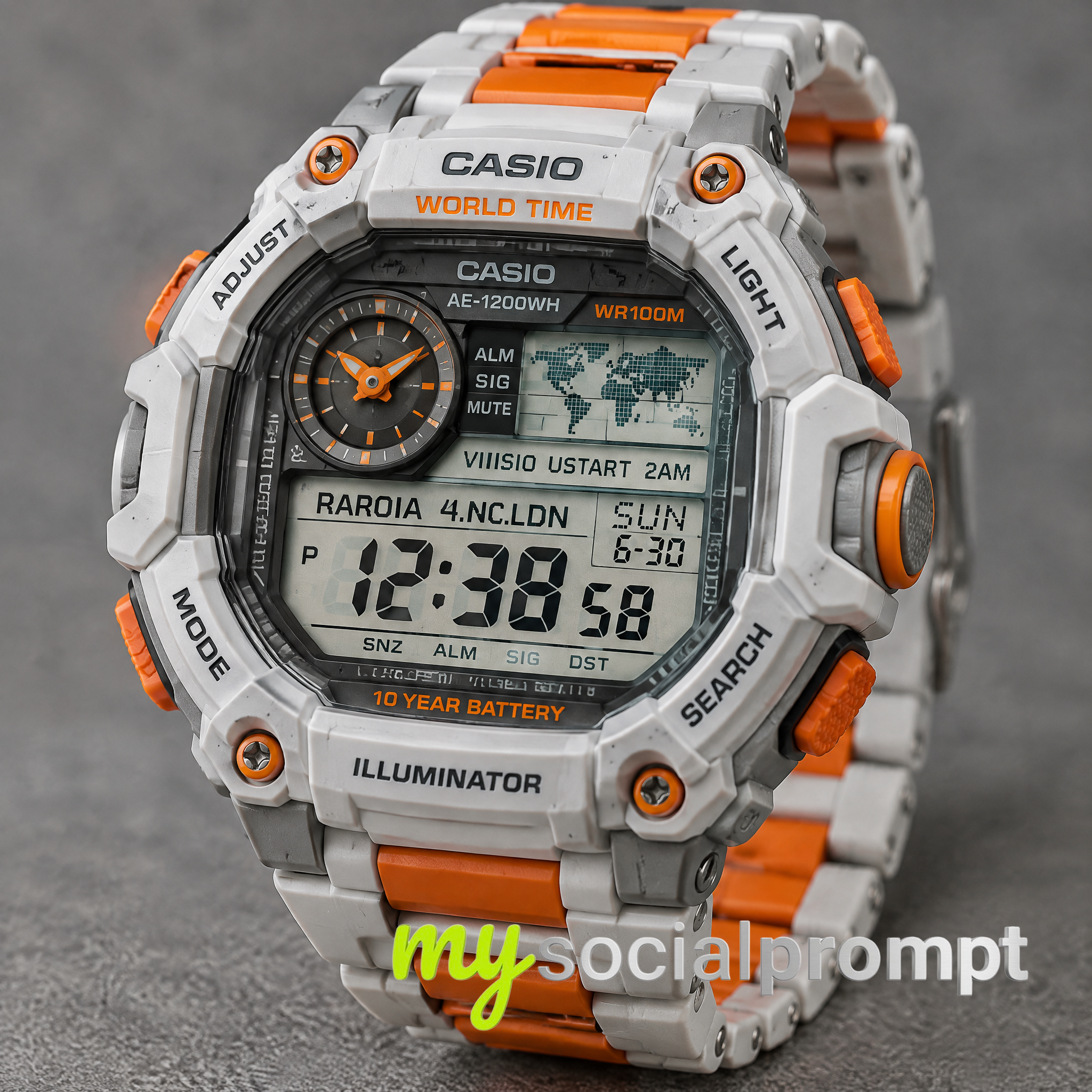 Futuristic Casio-Style Digital Watch: Macro Product Photography